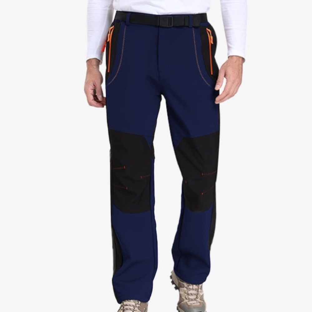 NWT Atlaslava Men's XL Fleece Lined Warm Hiking Pants Black & Blue